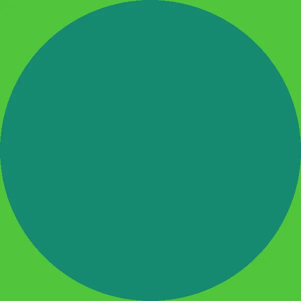 A single large teal circle on a bright green background